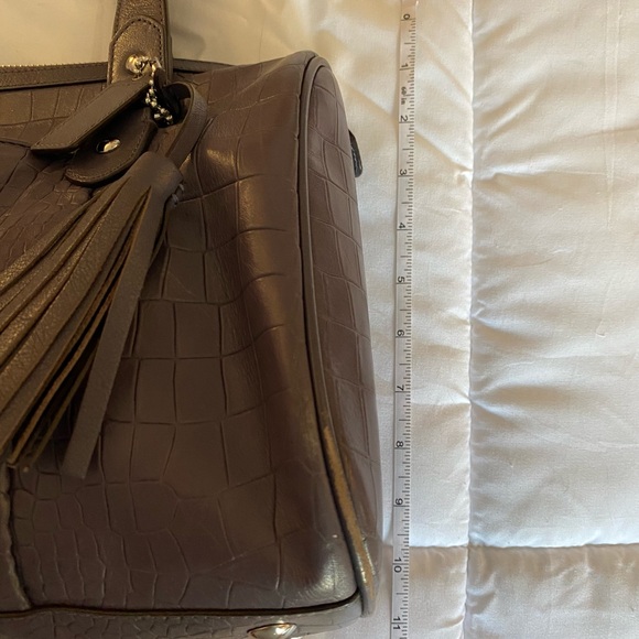 Coach Plum Croc-Embossed Shoulder Bag - Picture 13 of 14